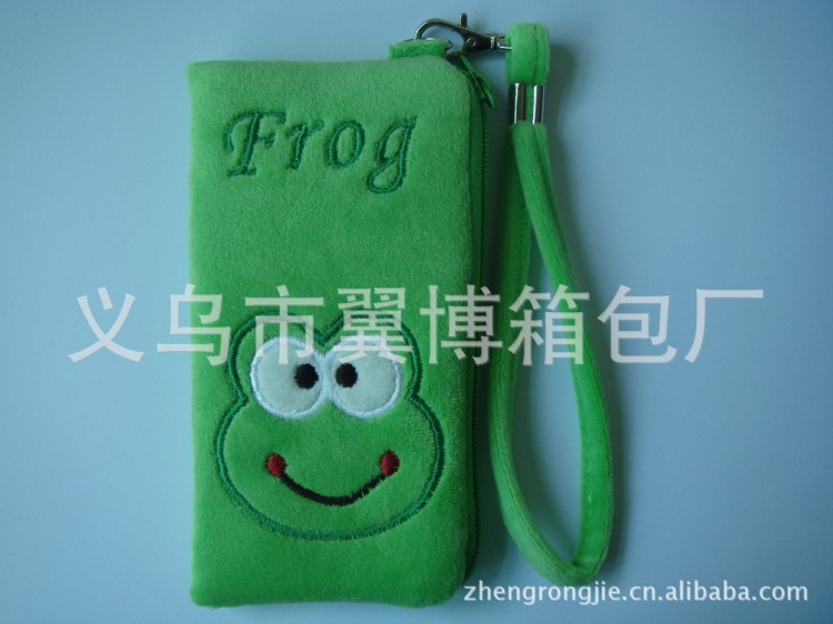 廠家供應刺繡手機袋，卡通動物小熊小猴子刺繡手機袋 零錢袋