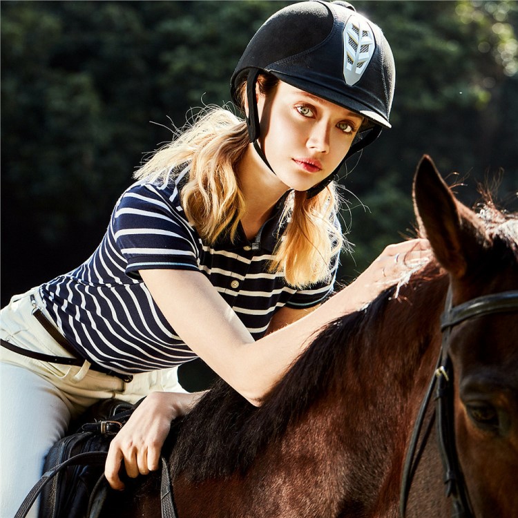 佐丹奴Polo女裝條紋彈力珠地布修身短袖POLO05319386