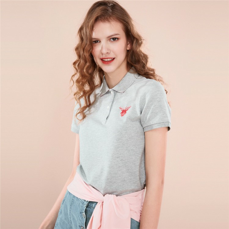 佐丹奴Polo女裝鹿頭刺繡彈力棉短袖POLO13319201