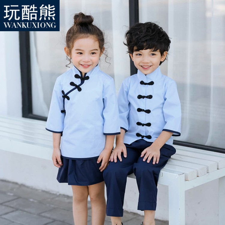 童裝小學(xué)生校服古裝國慶兒童節(jié)演出服幼兒園園服夏中國風(fēng)唐裝漢服