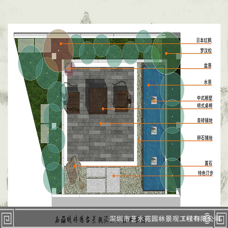 屋頂花園 生活陽臺古典意境中式休閑平臺假山水景園林景觀設計