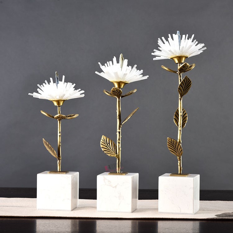 創意輕奢后現代石花裝飾品 金屬創意工藝品擺件 玄關裝飾花工藝品