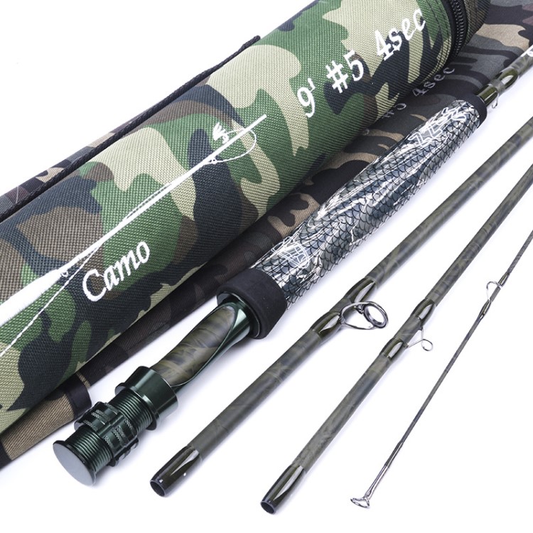 飛蠅釣 4節(jié)2.7米飛桿 迷彩色 布竿桶 碳素竿 Camo9054 5號飛釣竿
