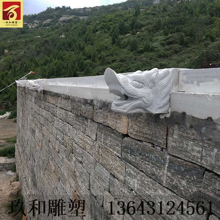 加工大理石龍頭石雕流水擺件壁掛動物吐水噴水龍頭