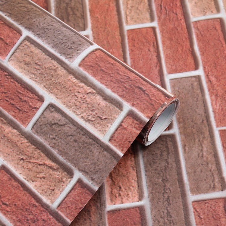 加厚砖纹墙纸自粘pvc防水复古砖纹3d立体砖头砖块厨房餐厅墙壁纸