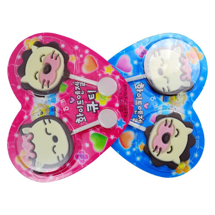 批發韓國海太貓頭巧克力愛心貓棒雙棒糖情侶零食休閑食品27克