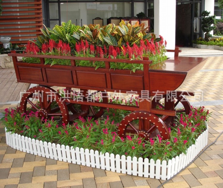 防腐 實木綠化工程花車 新款組合擺車寵物及園藝花瓶花盆容器人氣