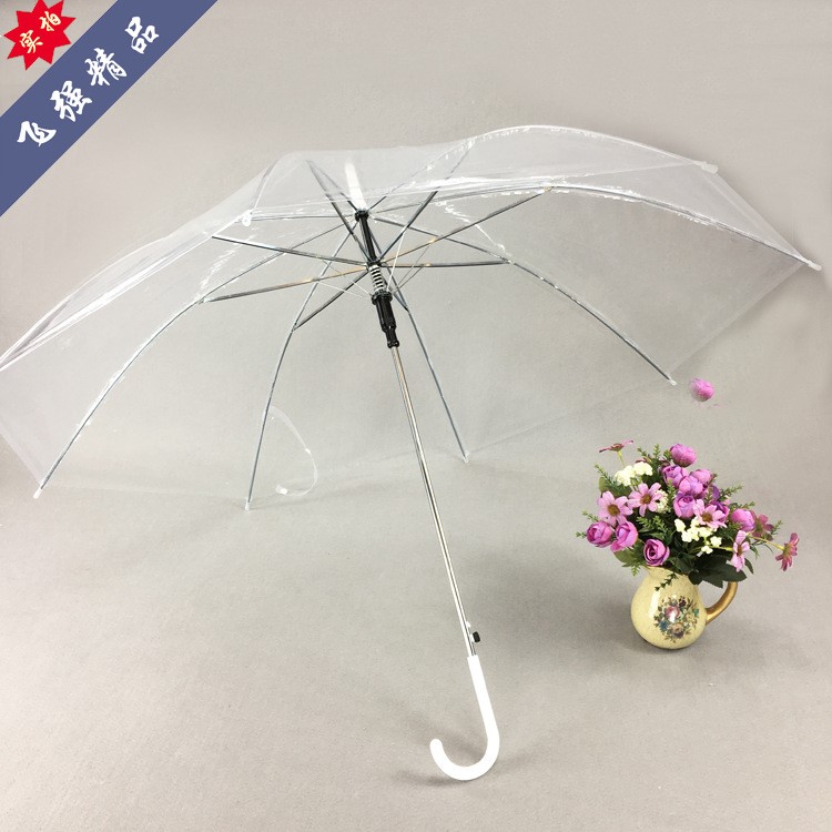 廠家批發(fā)彩色透明雨傘 直桿自動(dòng)雨傘 長柄傘 雨傘廣告?zhèn)愣ㄖ苐ogo