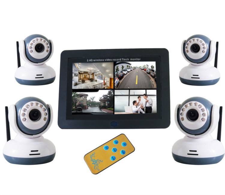 7寸無線數(shù)字嬰兒看護器 無線DVR 無線四畫面嬰兒監(jiān)視器 四分割DVR