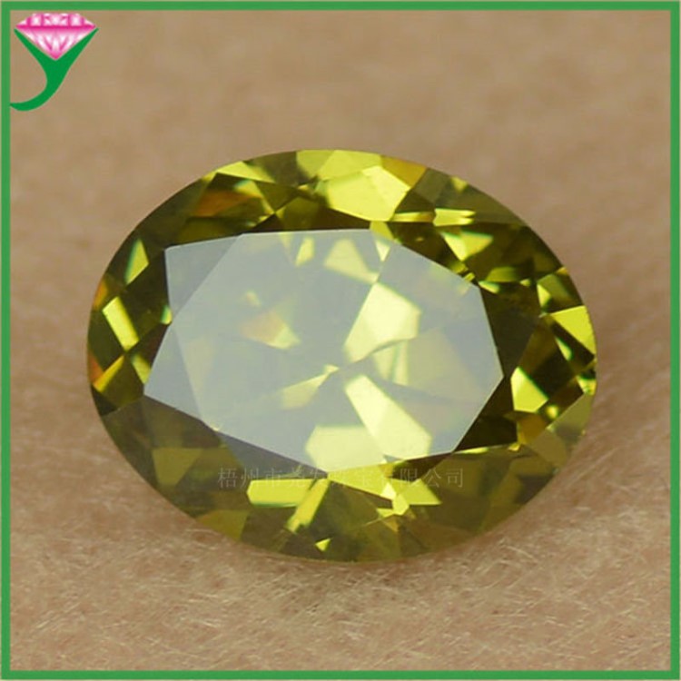 尖底合成氧化鋯寶石 深橄欖綠DIY裸鉆 8&times;10橢圓形鉆石 鋯石配件