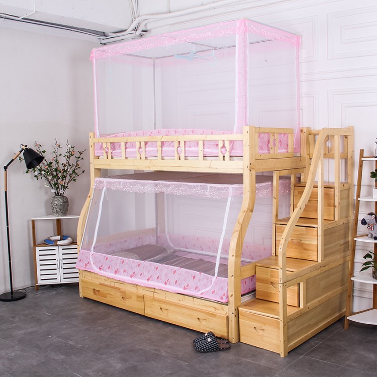 印花10號(hào)梯形防塵6號(hào)矩形子母床蚊帳兒童防蚊布上下鋪不銹鋼蚊帳