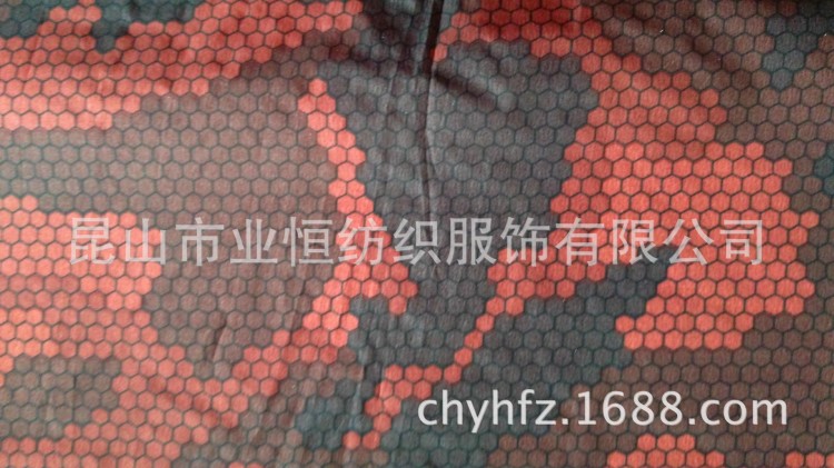 生產(chǎn)尼絲紡冷轉(zhuǎn)移印花無(wú)膽防絨 羽絨服棉服布料面料