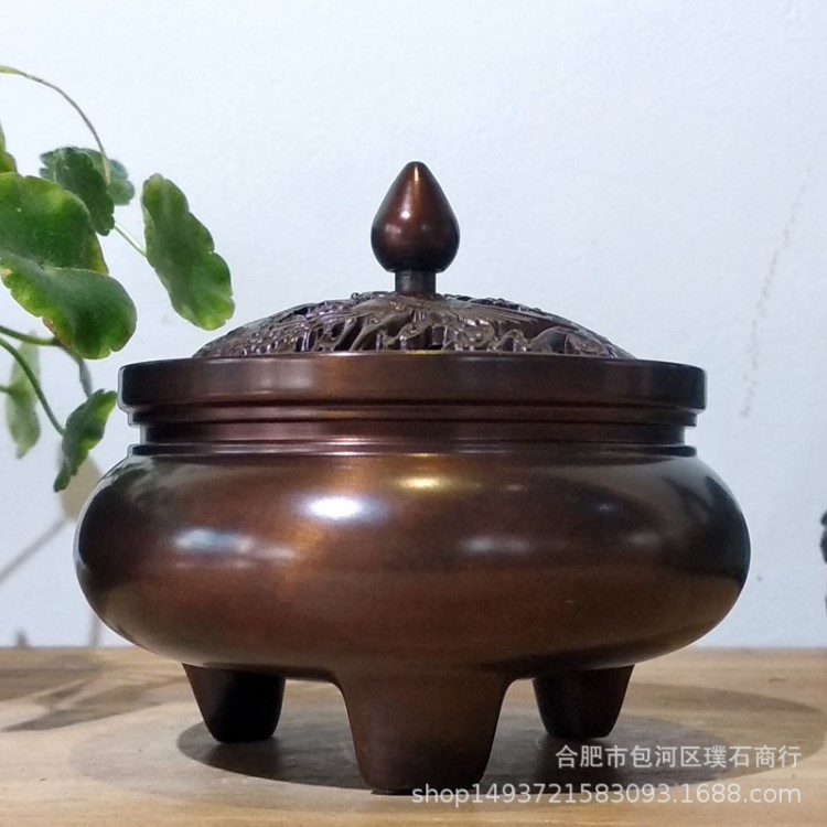 紫銅色龍鳳三足爐（飛云閣）上海城隍廟走量銅制品 批發(fā)