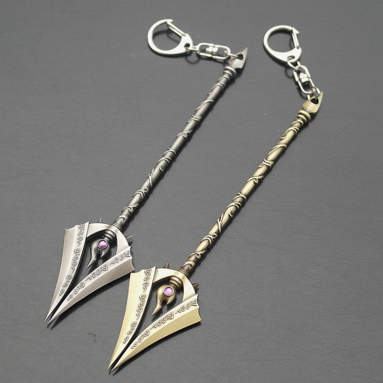 lol英雄联盟武器德邦总管赵信菊花枪合金兵器钥匙扣挂件