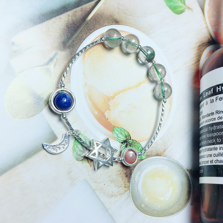 DIY手鏈 天然水晶搭配925銀時尚簡約女手環 精致飾品禮物批發