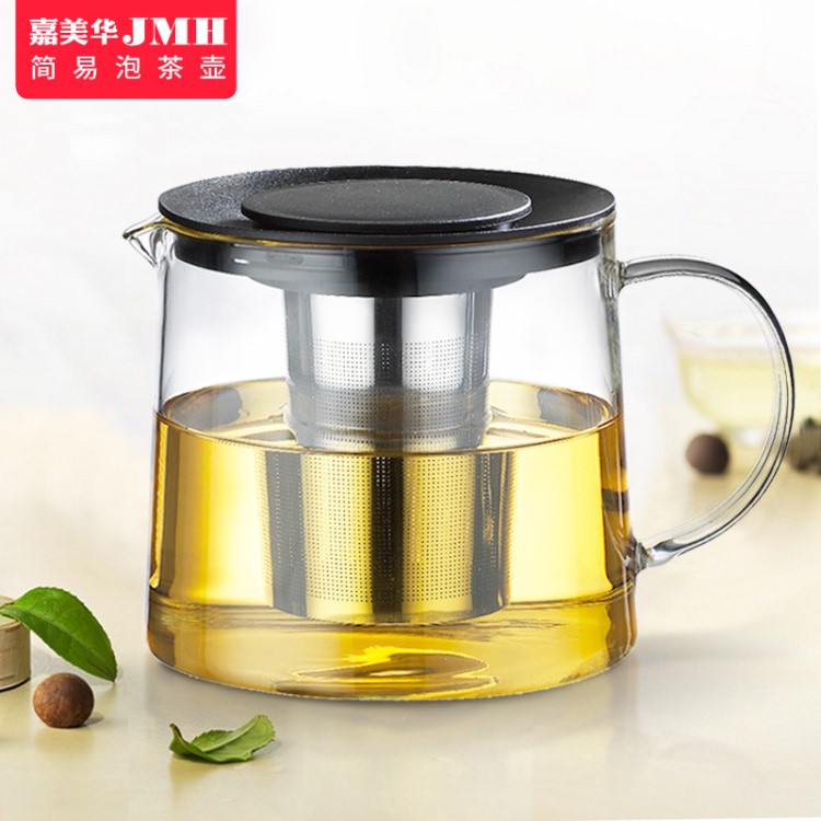 嘉美華玻璃花茶壺高硼硅透明直火壺 可加熱過濾內(nèi)膽茶具廠家批發(fā)