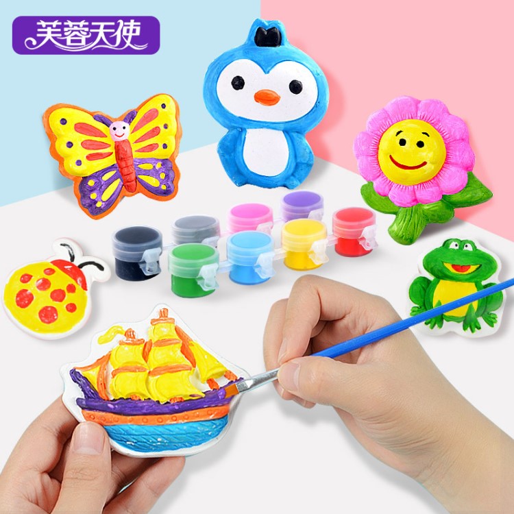 兒童手工diy制作模型模具創意陶瓷彩繪石膏娃娃涂色繪畫白胚玩具