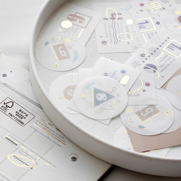 FSC包裝工廠定做出口日本百元店燙金書寫紙紙卡標簽彩卡貼畫
