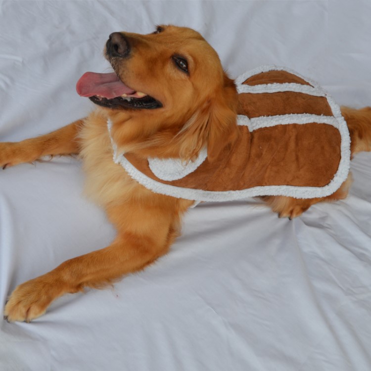 冬裝新款寵物服裝大狗棉衣大狗衣仿鹿皮羊羔絨兩腿狗衣服一件代發(fā)