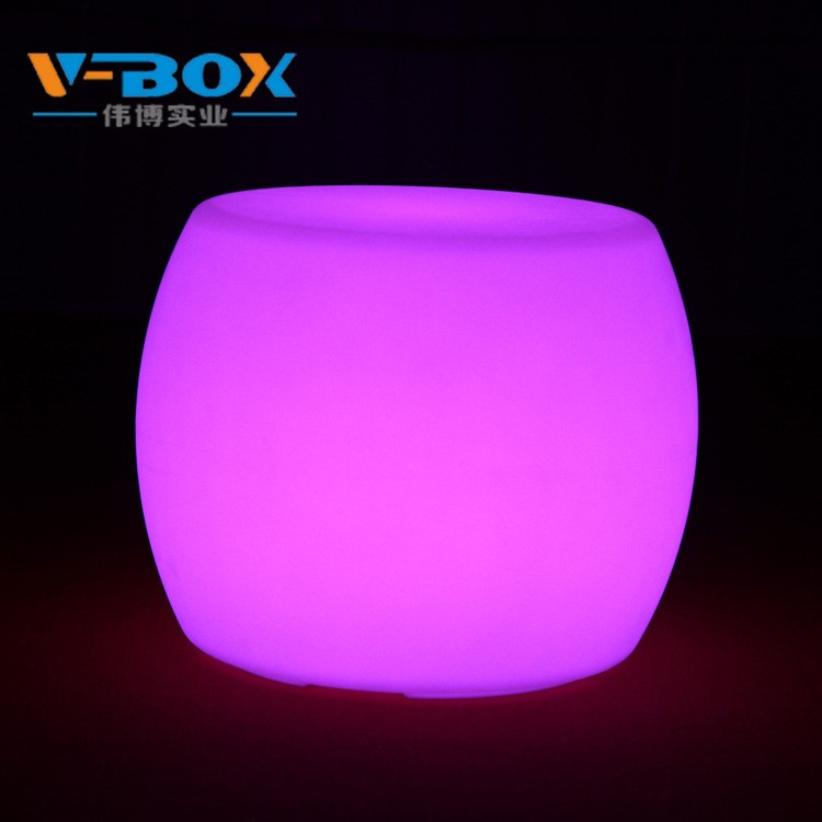 偉博LED發光圓形凳子七彩遙控可充電KTV專用防摔防水塑膠家具吧椅