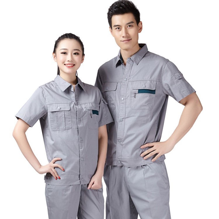 生產(chǎn)棉質(zhì)定做工作服 訂做工衣廠服 短袖工裝 定制勞保服