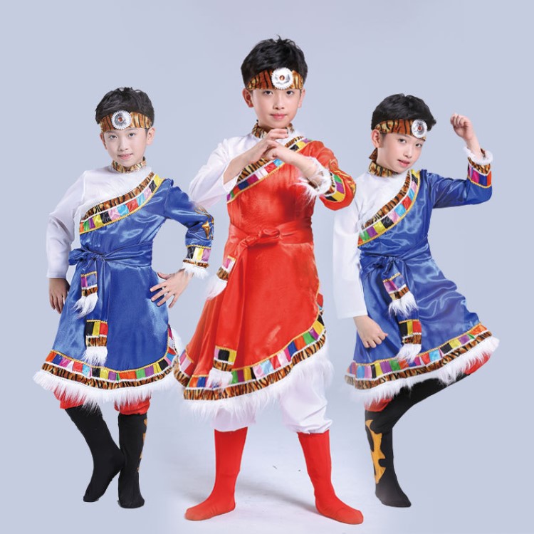 舞蹈少數(shù)民族藏族演出服裝 六一男童表演服 少兒蒙古族舞臺裝