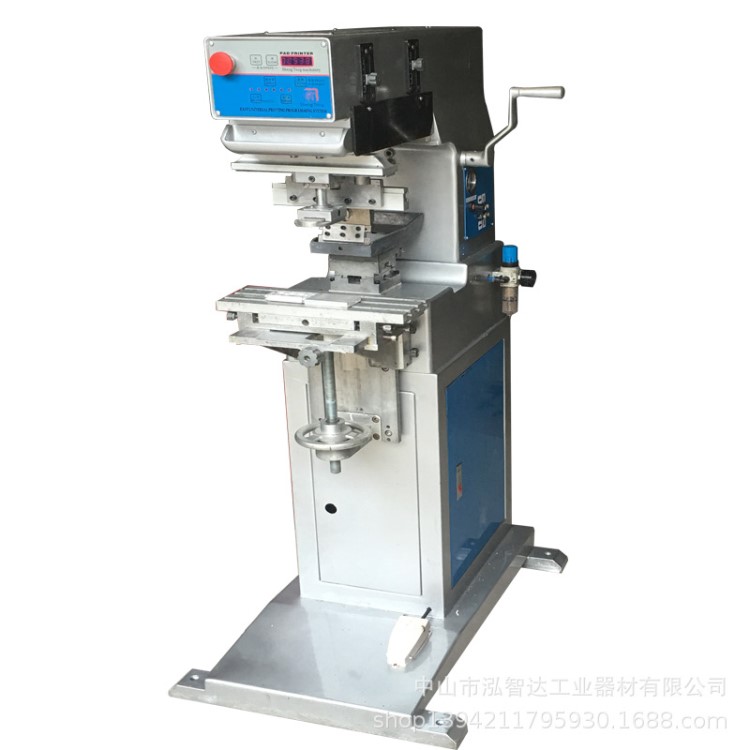 二手忠科小型氣動雙色穿梭油墨移印機商標凹版印刷機 pad printer