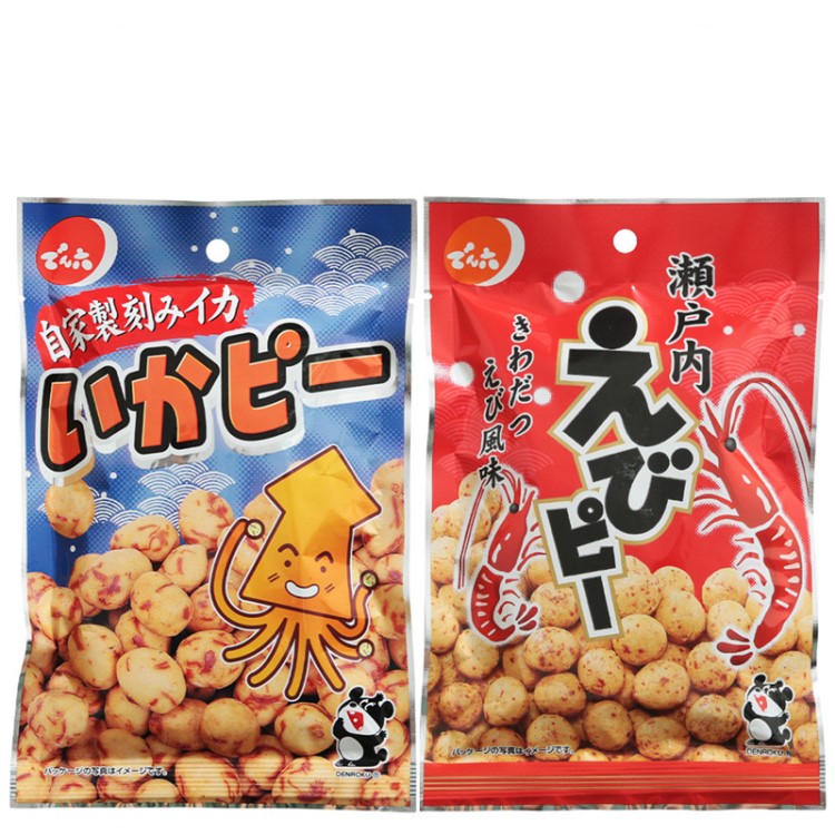 日本休閑小膨化零食 傳六鮮蝦魷魚味脆皮花生64g魚皮花生米果