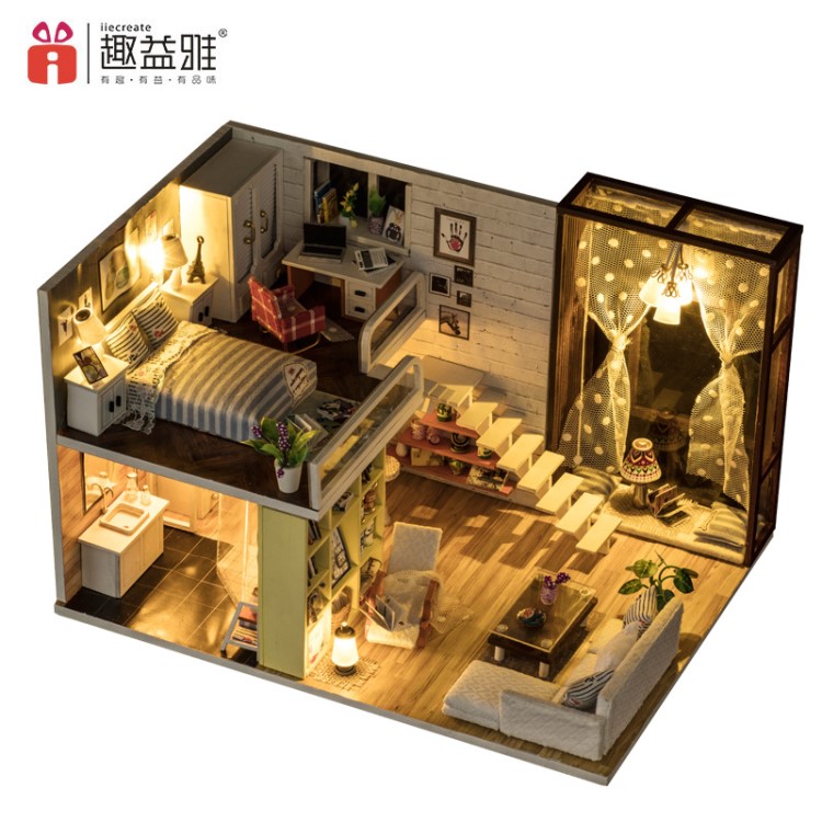 趣益雅一件代發(fā)diy小屋手工制作簡(jiǎn)約都市房子模型別墅創(chuàng)意玩具