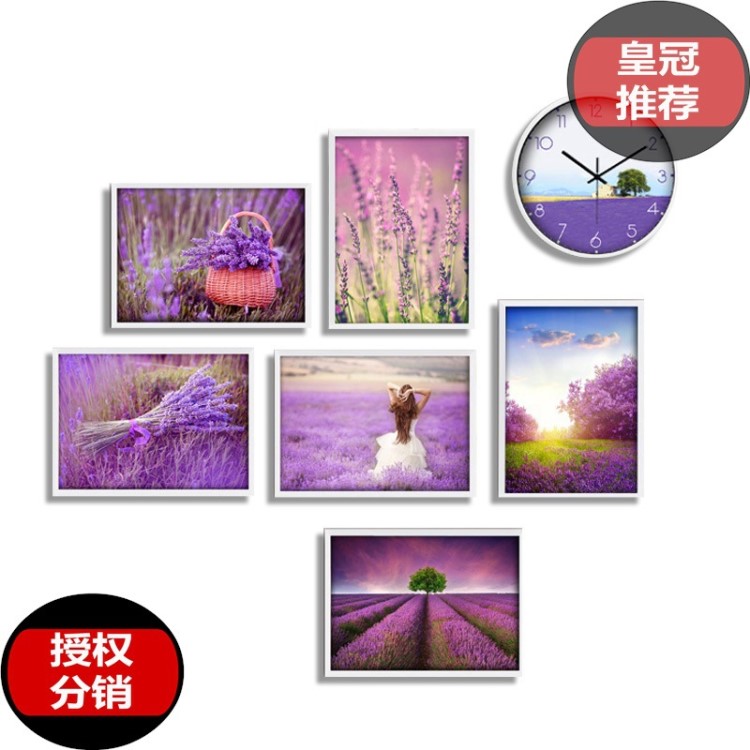 薰衣草唯美風(fēng)景攝影作品有框畫 酒吧咖啡小清新家居酒吧裝飾墻畫