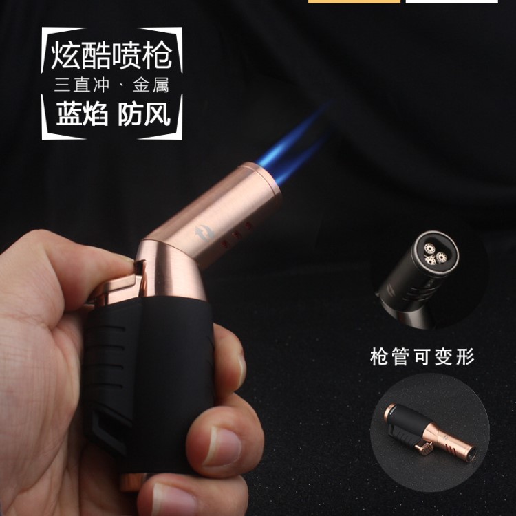 中邦578三噴頭直沖大火力噴槍焊槍折疊變形槍頭戶外燒烤點火
