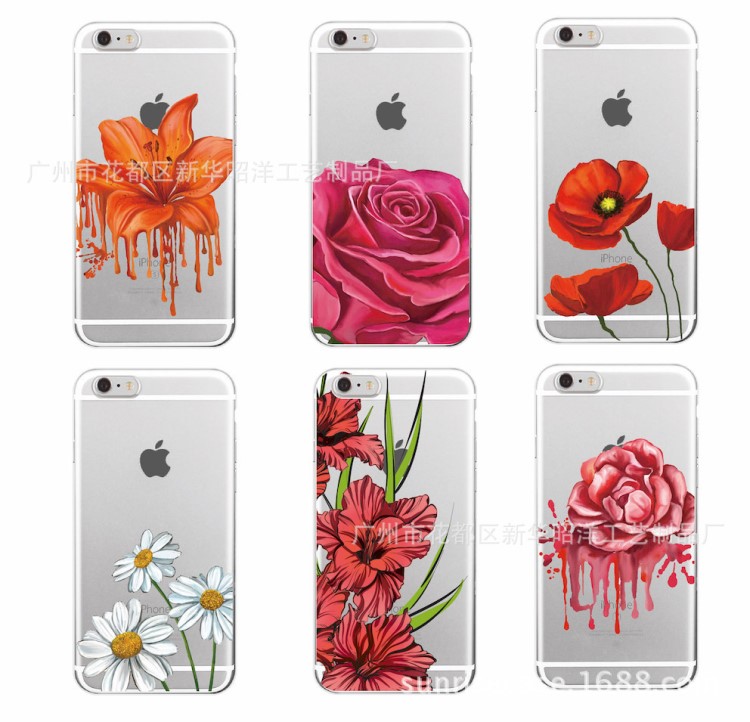 適用iphone11蘋果7plus手機殼復古文藝小雛菊彩繪TPUs7/s8p保護套