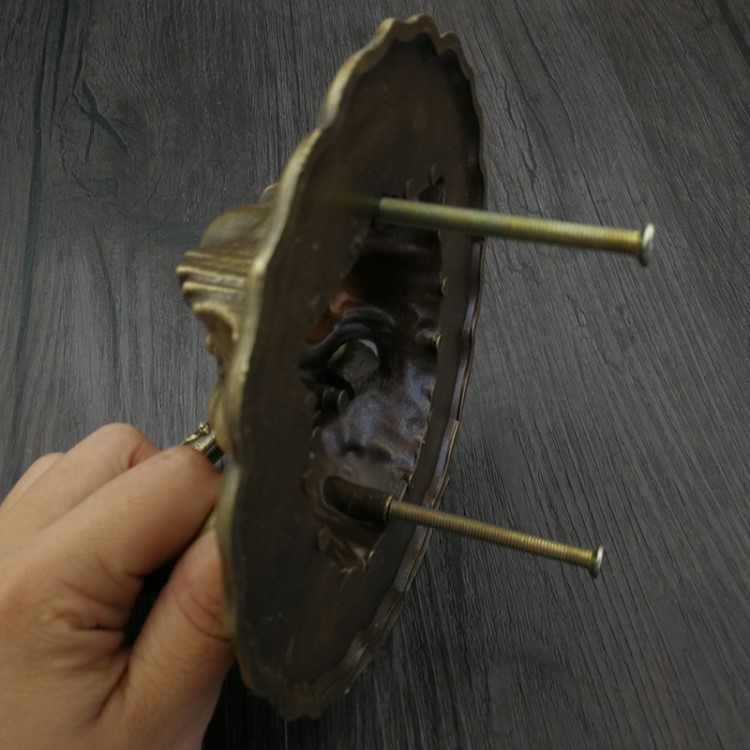 仿古別墅銅對(duì)開實(shí)木大門獸頭古建中式庭院獅子頭浙江省多孔門把