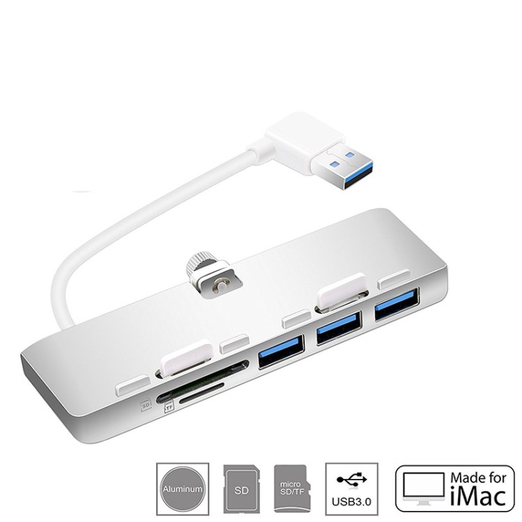 適用蘋果一體機(jī)iMac USB3.0分線器HUB集線器 一拖三SD/TF卡讀卡器