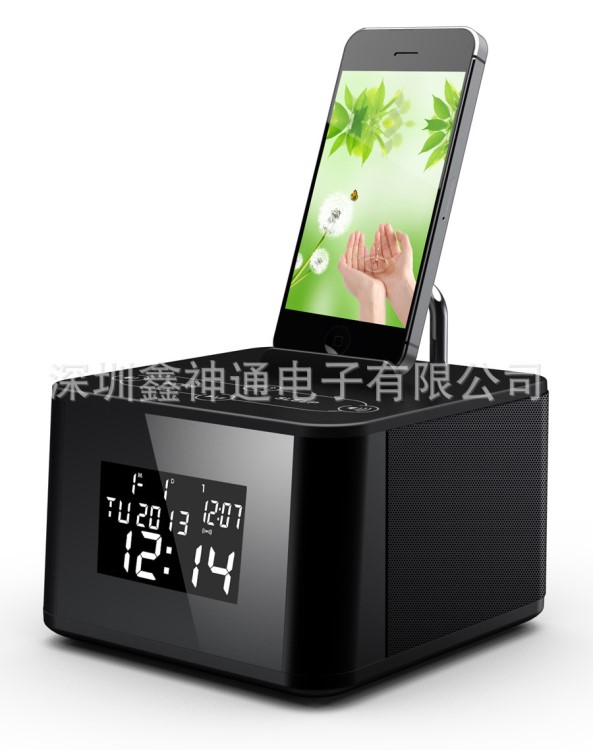 工廠AJ86床頭無線鬧鐘藍牙音響 外觀專利 鐘控 萬年歷 LCD屏顯