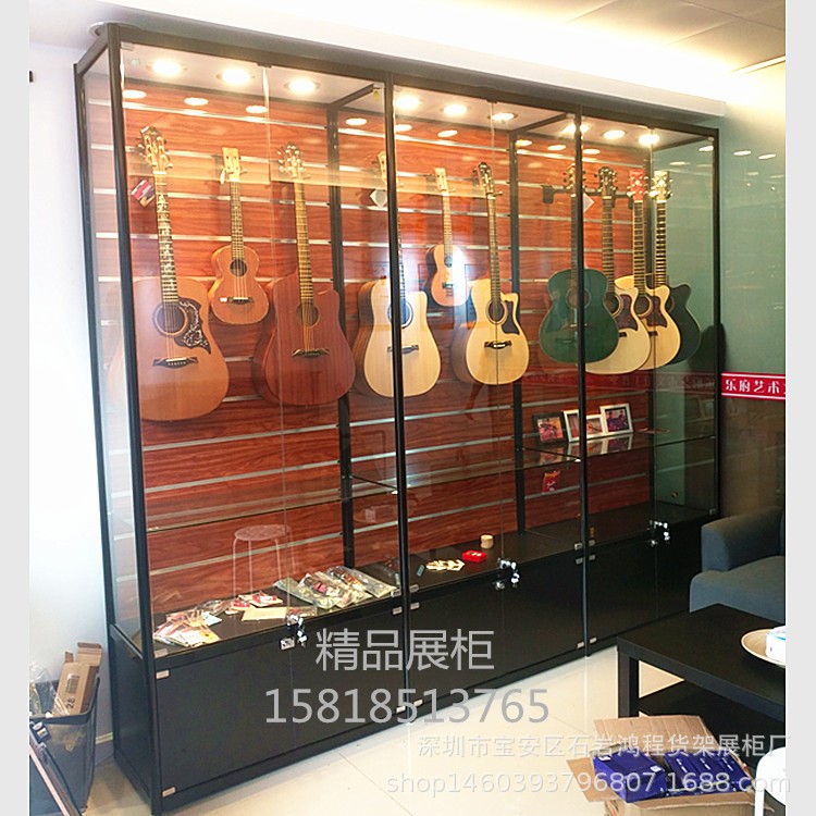 吉他展示柜音乐器材展柜玻璃槽板展示架饰品柜工艺品货柜深圳送货