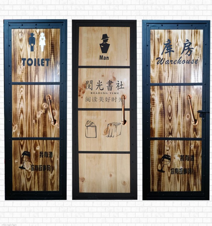 工業(yè)風(fēng)廁所門鐵藝衛(wèi)生間復(fù)古門loft廚房洗手間實(shí)木門古倉(cāng)烤漆平方