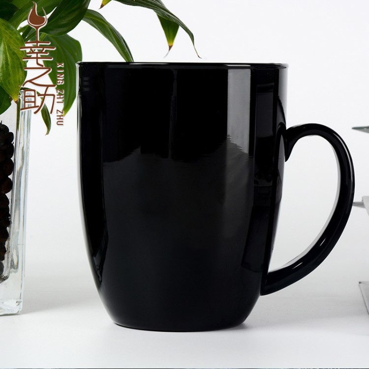黑色玻璃馬克杯 創意玻璃喝水杯果汁杯酒店刷牙杯漱口杯禮品定制