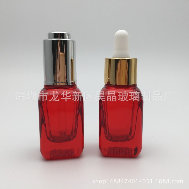 厂家直销新款15ml 30ml厚底网格底方瓶 精油瓶 化妆品玻璃瓶 现货