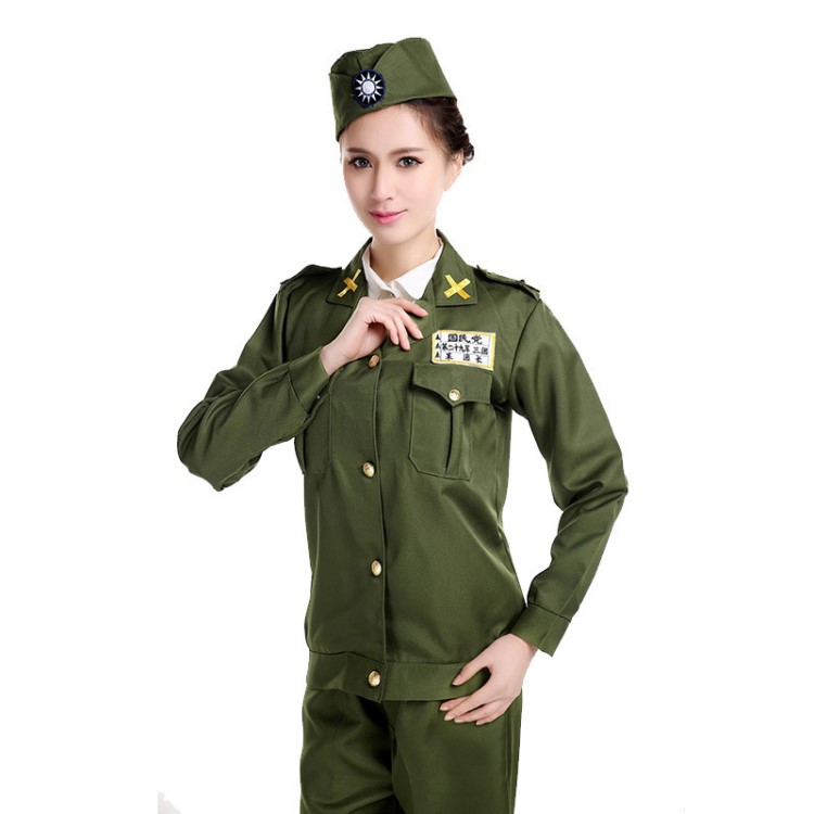 國(guó)民黨女軍裝國(guó)民軍抗戰(zhàn)女軍裝女特務(wù)表演出服美式女軍官特工