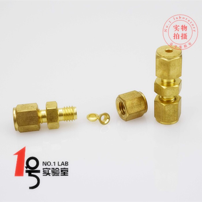 接頭卡套銅管黃銅 1/8英寸直通兩通 卡接倫 雙卡套二通黃銅