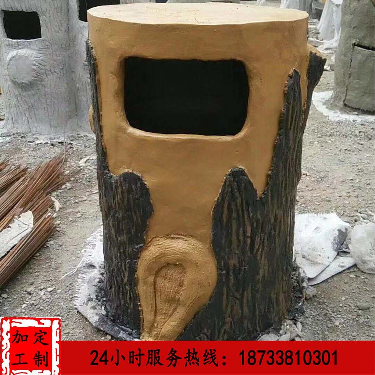 水泥仿木垃圾桶藝術仿樹皮果皮箱廠家質保無憂分類環保木樁公園用