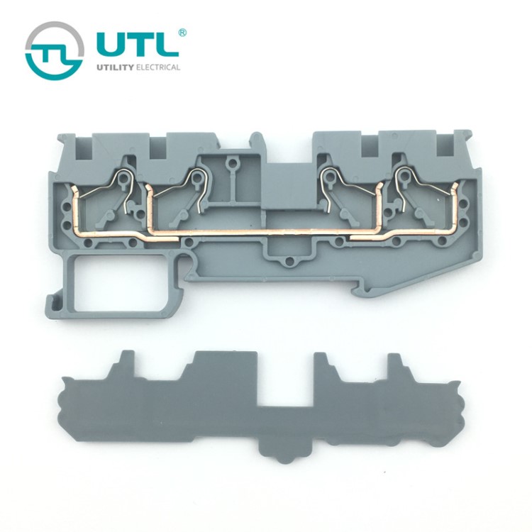 尤提樂(lè)2.5平方兩進(jìn)兩出直插快速端子排JUT14-2.5/2-2導(dǎo)軌條安裝