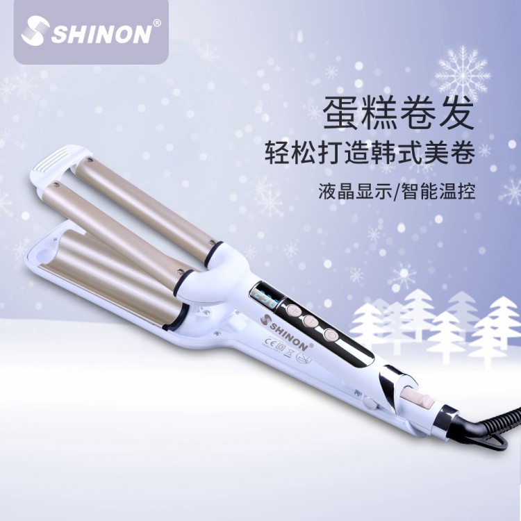 SHINON跨境熱賣蛋卷卷發(fā)棒網(wǎng)紅款卷發(fā)器電卷棒水波紋夾板