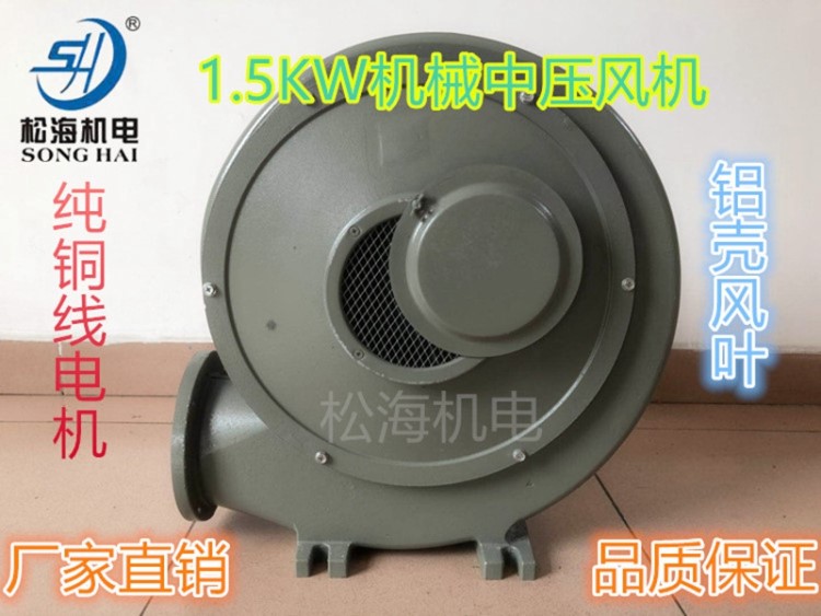 松海铝壳铝风叶1500W380V/220V机械设备配套大功率离心中压鼓风机