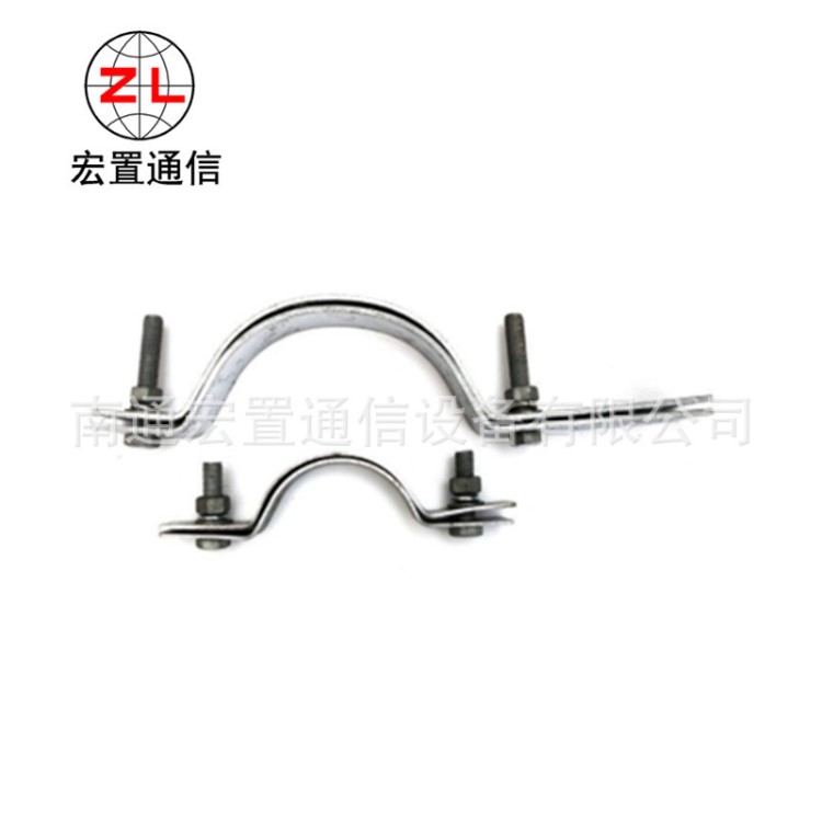 舟山OPGW光纜單長尾桿用抱箍 熱鍍鋅固定抱箍金具