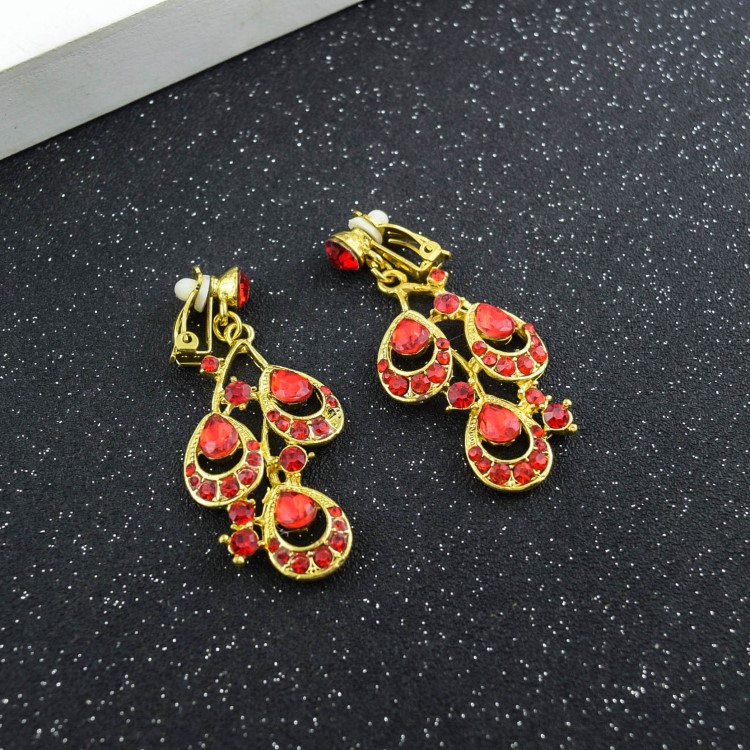新娘流行飾品紅色無耳洞耳丁耳環結婚婚紗禮服旗袍配飾古裝耳夾
