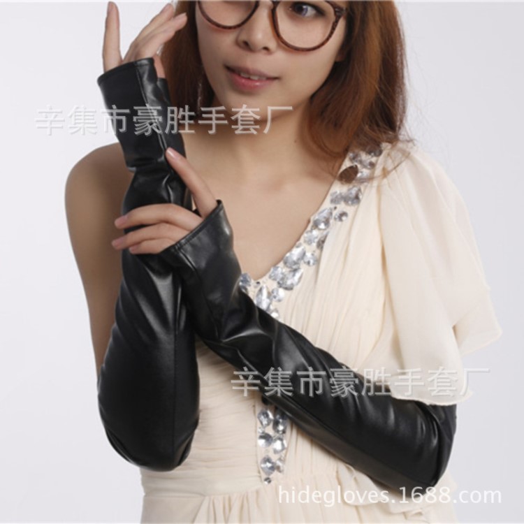 女士薄夏季防曬長手套開車漏指可愛仿皮舞臺夜店演出韓版廠家批發