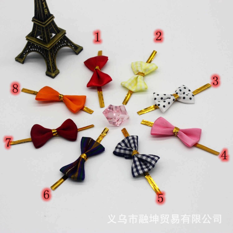鐵絲 軟鐵絲 金色銀色 帶皮筋  定做 扎絲蝴蝶結(jié)滌綸帶蝴蝶結(jié)
