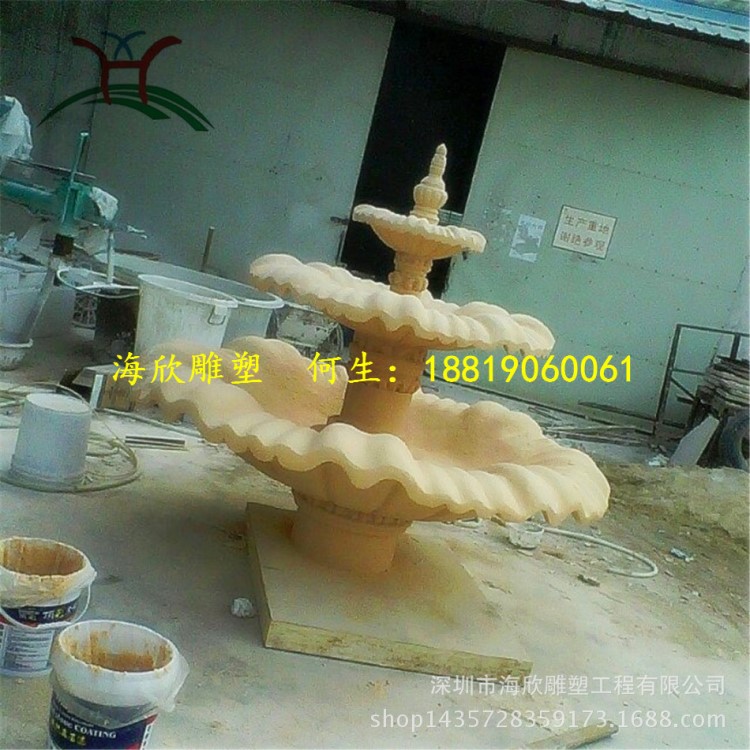 廠家直銷噴泉花盆庭院流水景觀雕塑 樓盤玻璃鋼水景砂巖花缽花盆